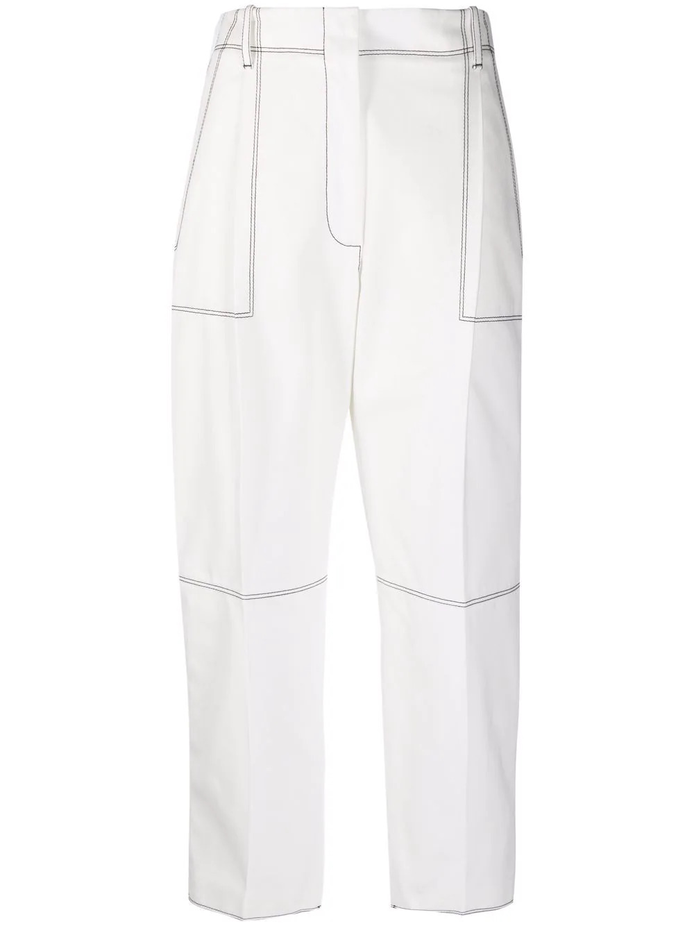 Culotte-Hose mit Kontrastnähten in Weiß