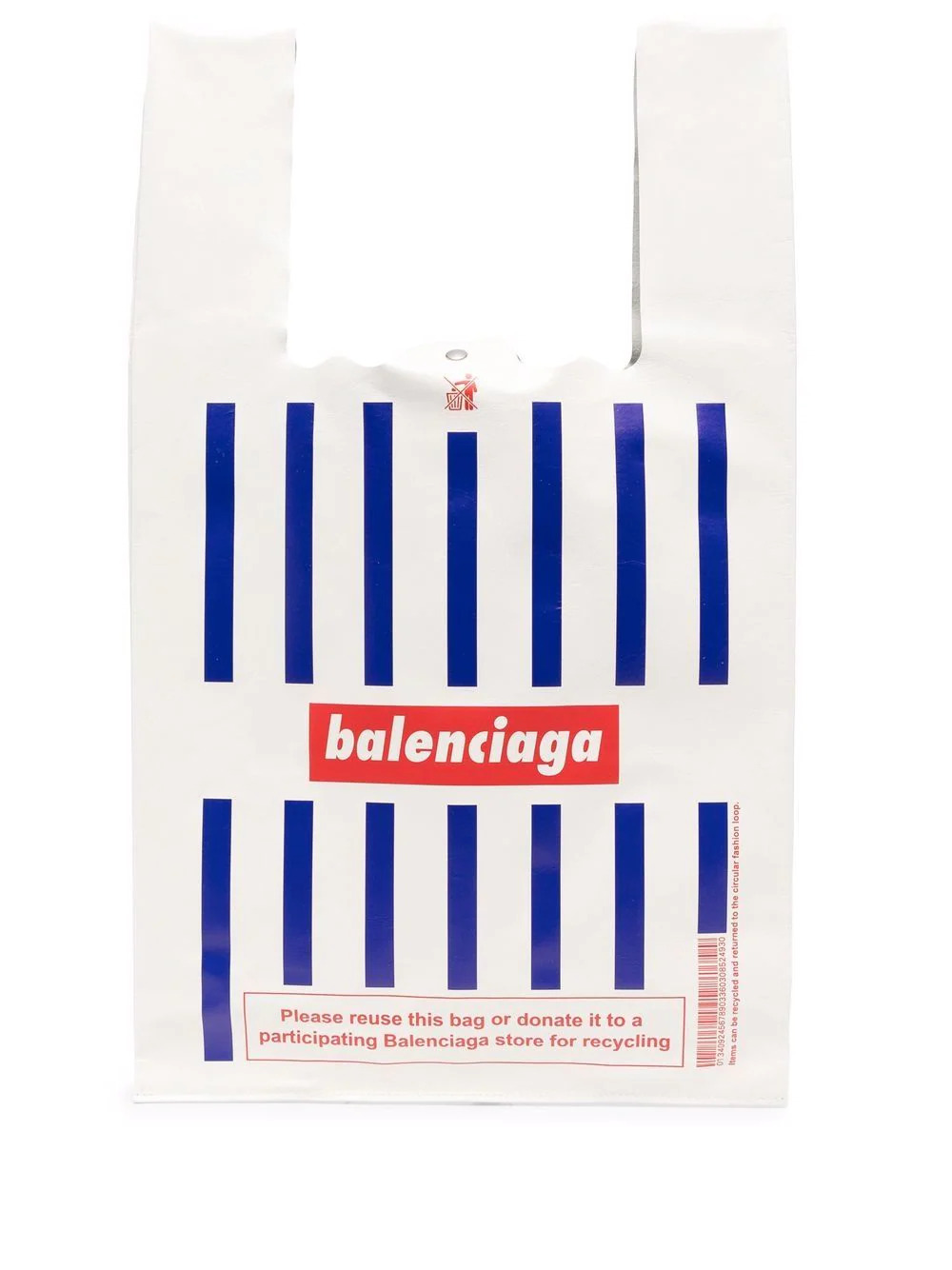 Monday Shopping Bag in Weiß Blau mit Logo in Rot 