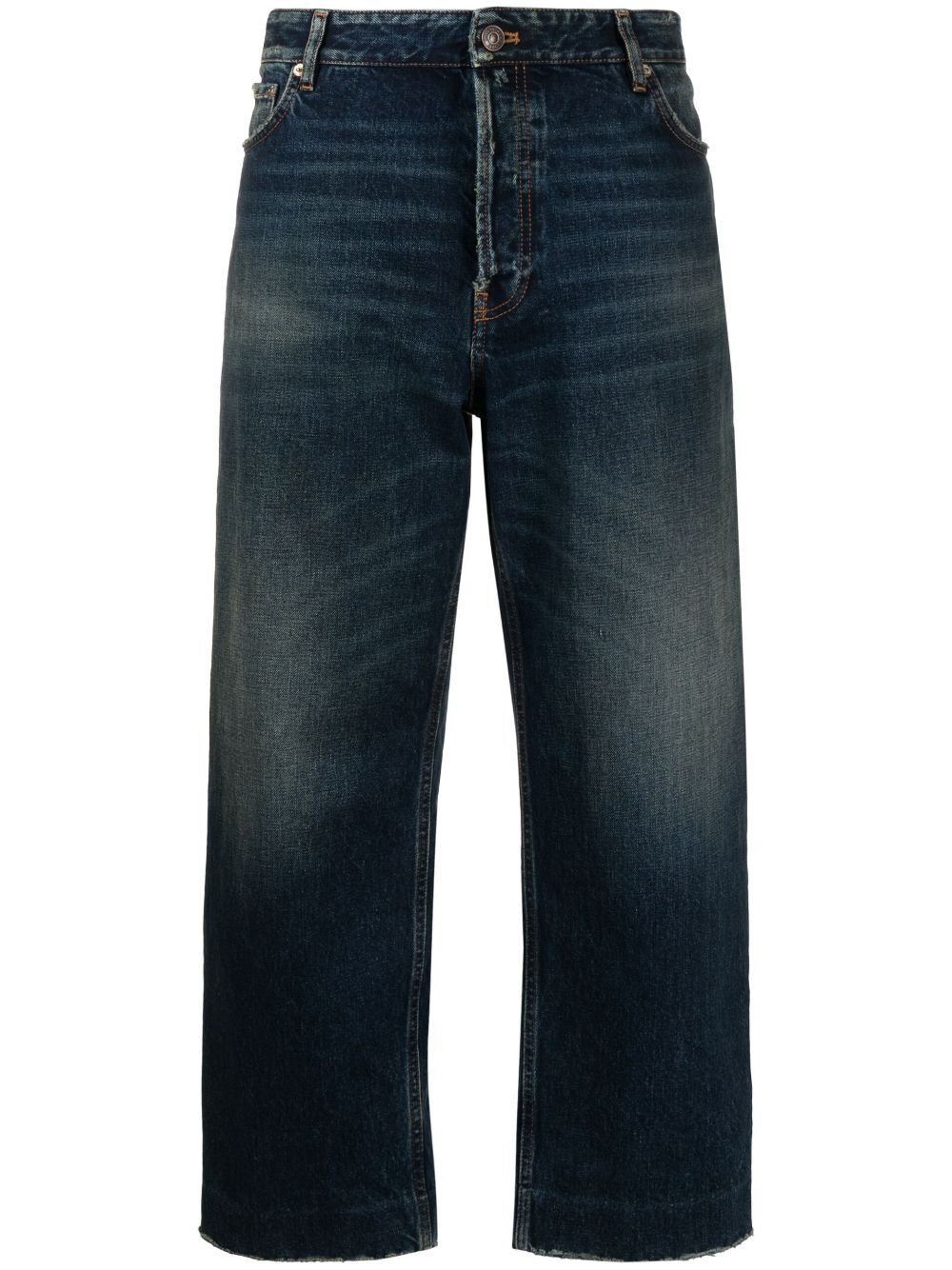 Weite Cropped-Jeans in Dunkelblau