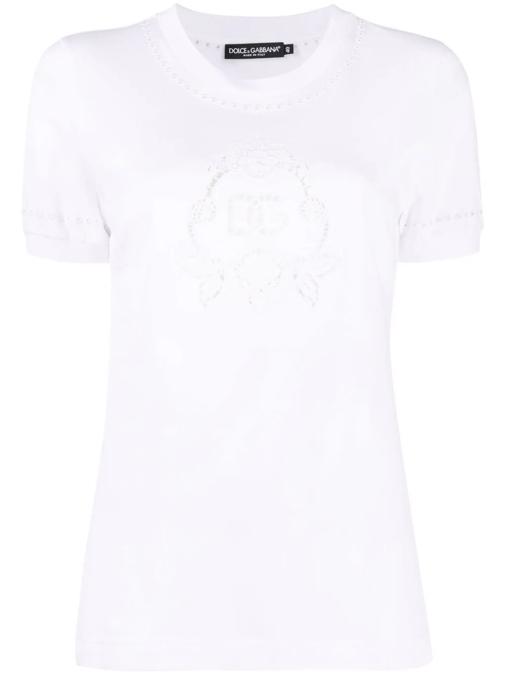T-Shirt mit Lochstickerei in Weiß