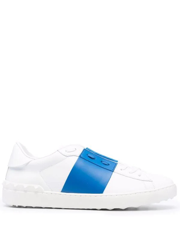 Rockstud Low-Top-Sneaker in Weiß/Blau