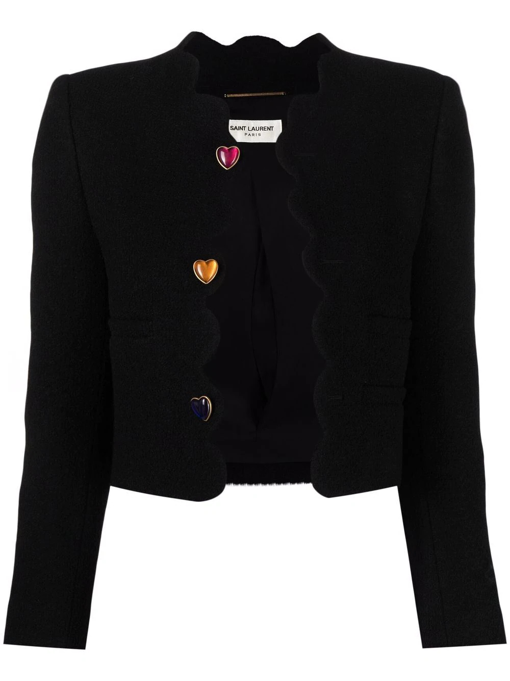 Tweed Jacke mit Herzchen-Knöpfen in Schwarz