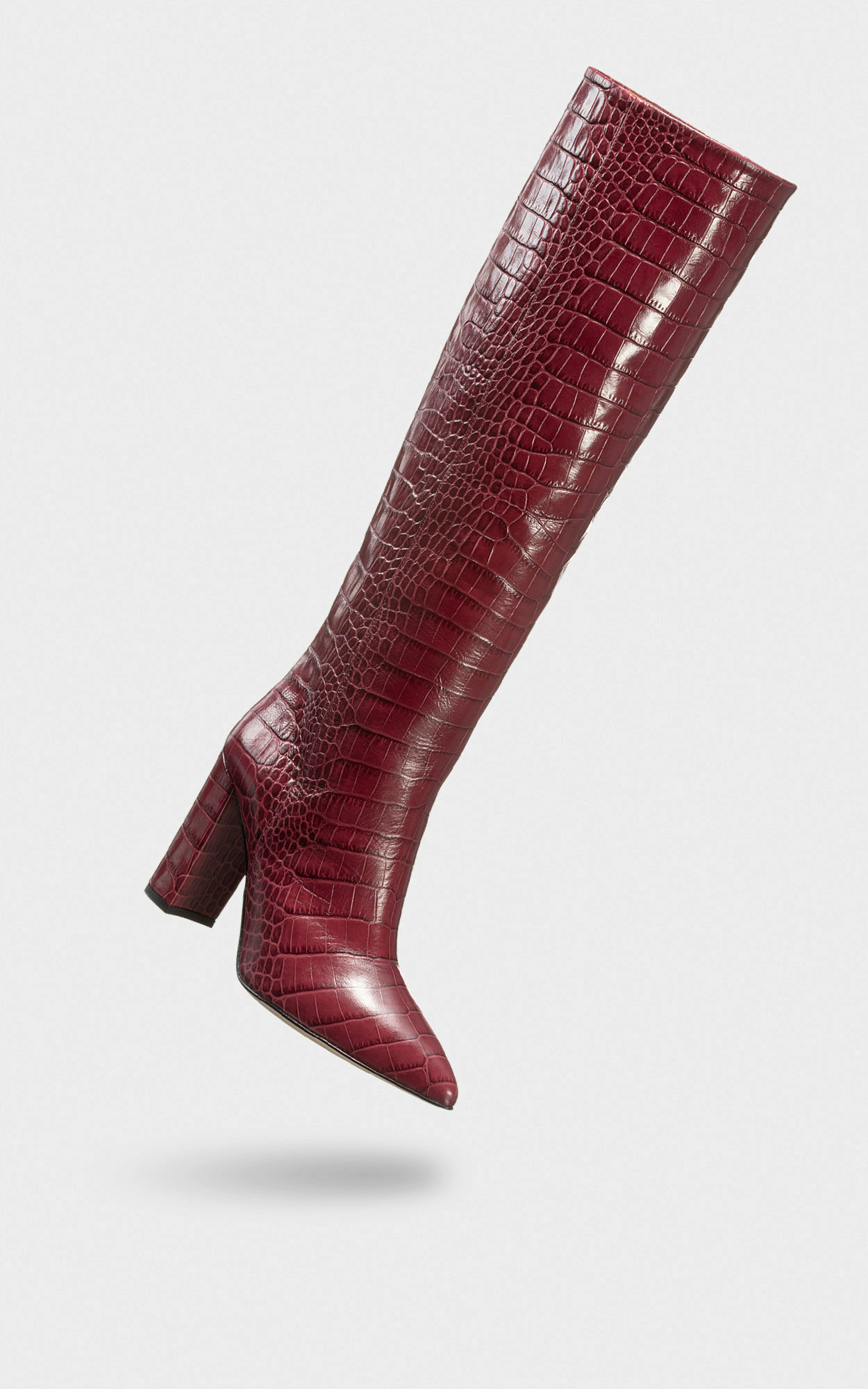 Paris Texas - Rote, kniehohe Stiefel in Reptil Optik