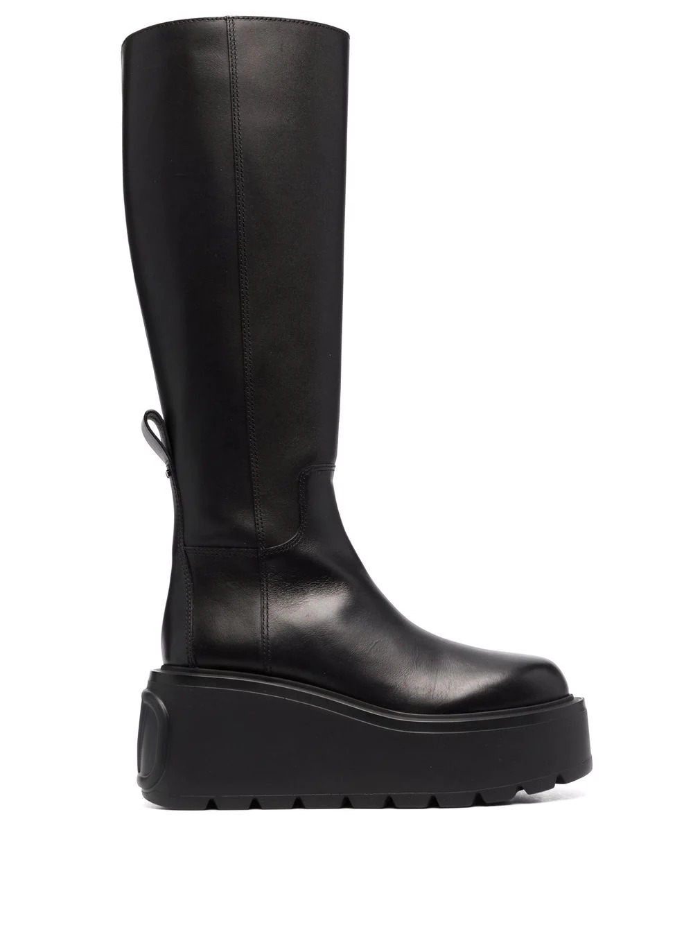 Knee-high leather platform boots
