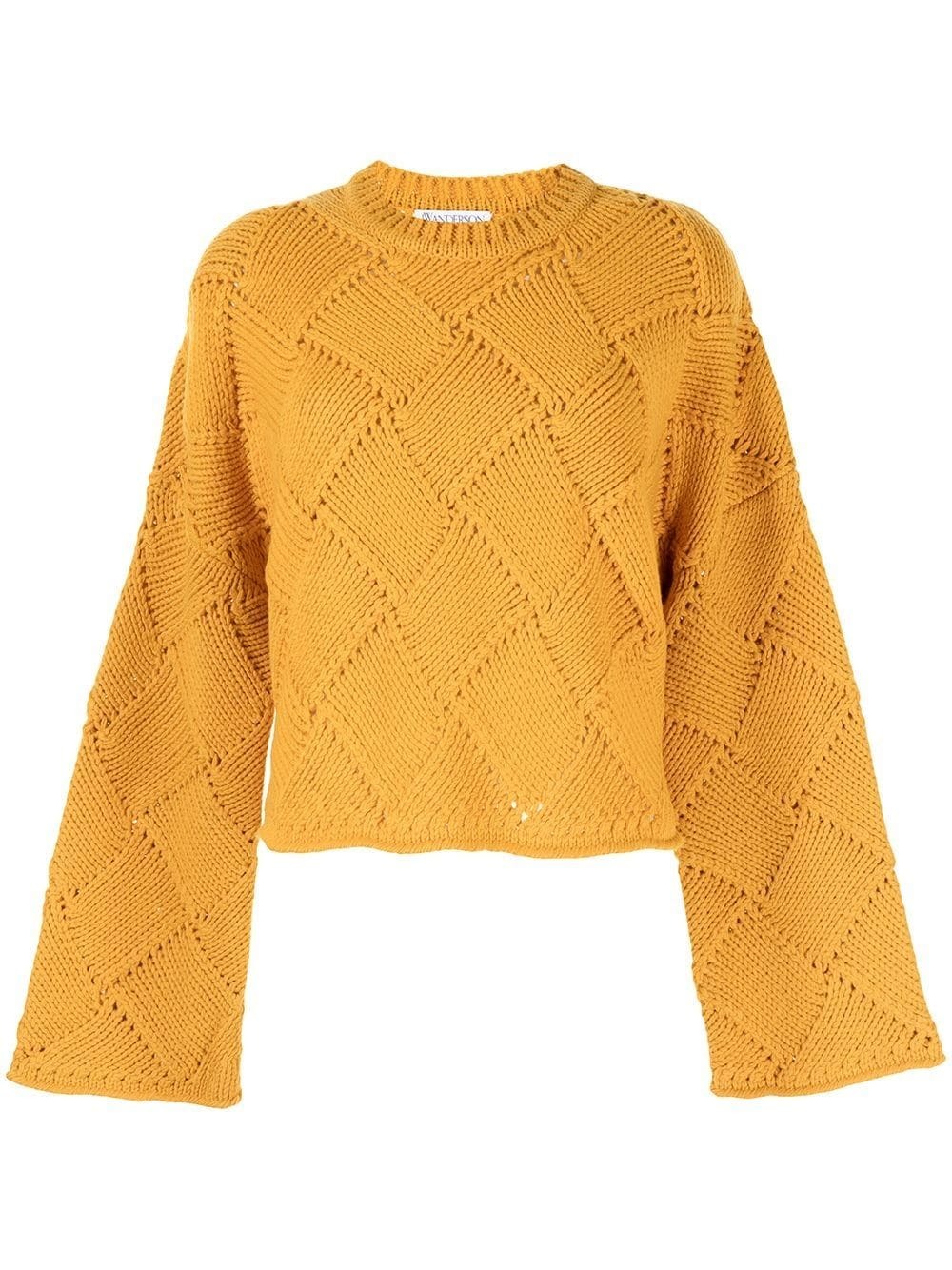 Pullover mit Flechteffekt in Gelb