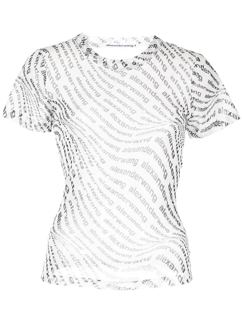 Weißes Mesh Logo T-Shirt