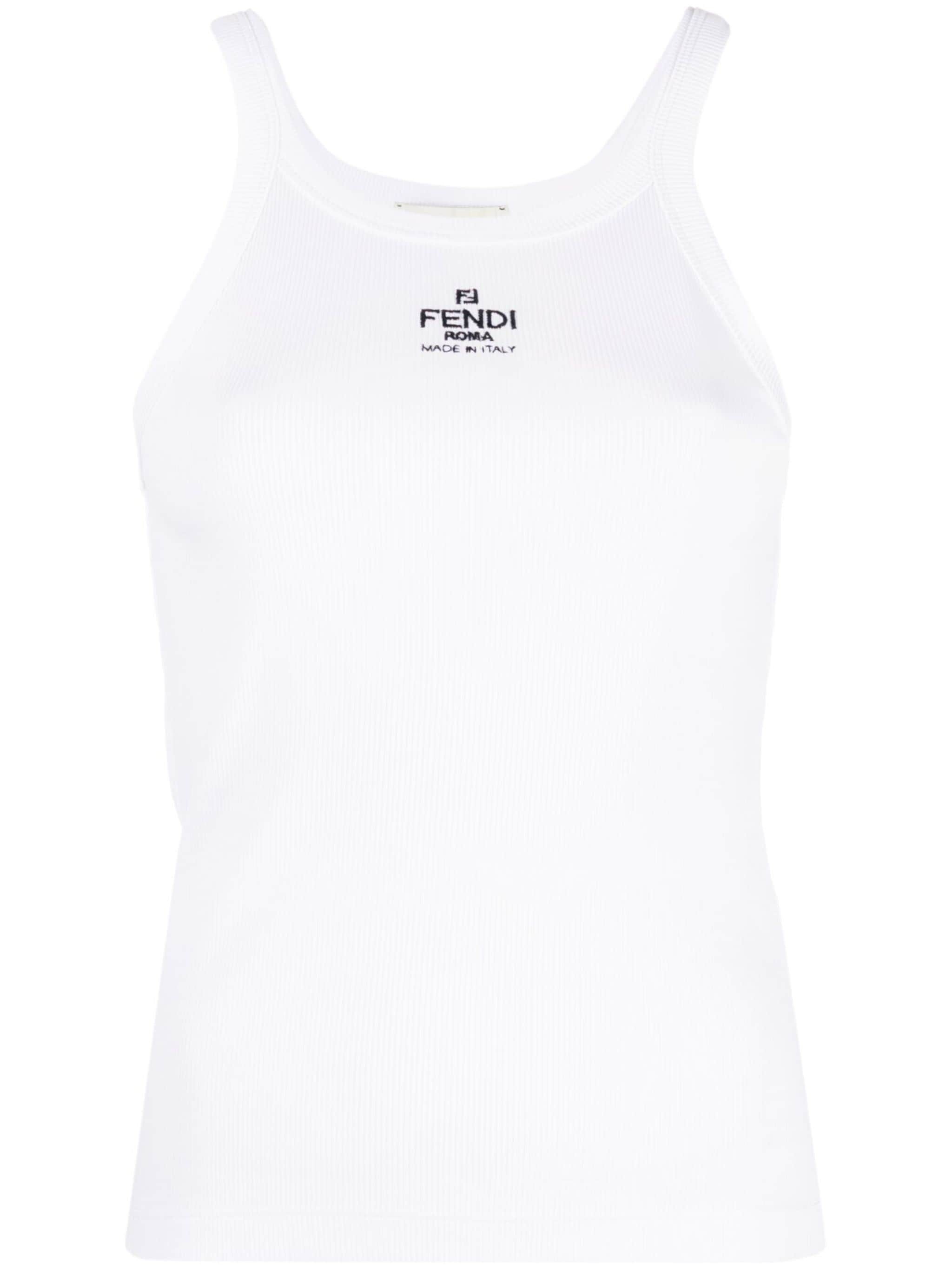 Sleeveless logo-embroidered top
