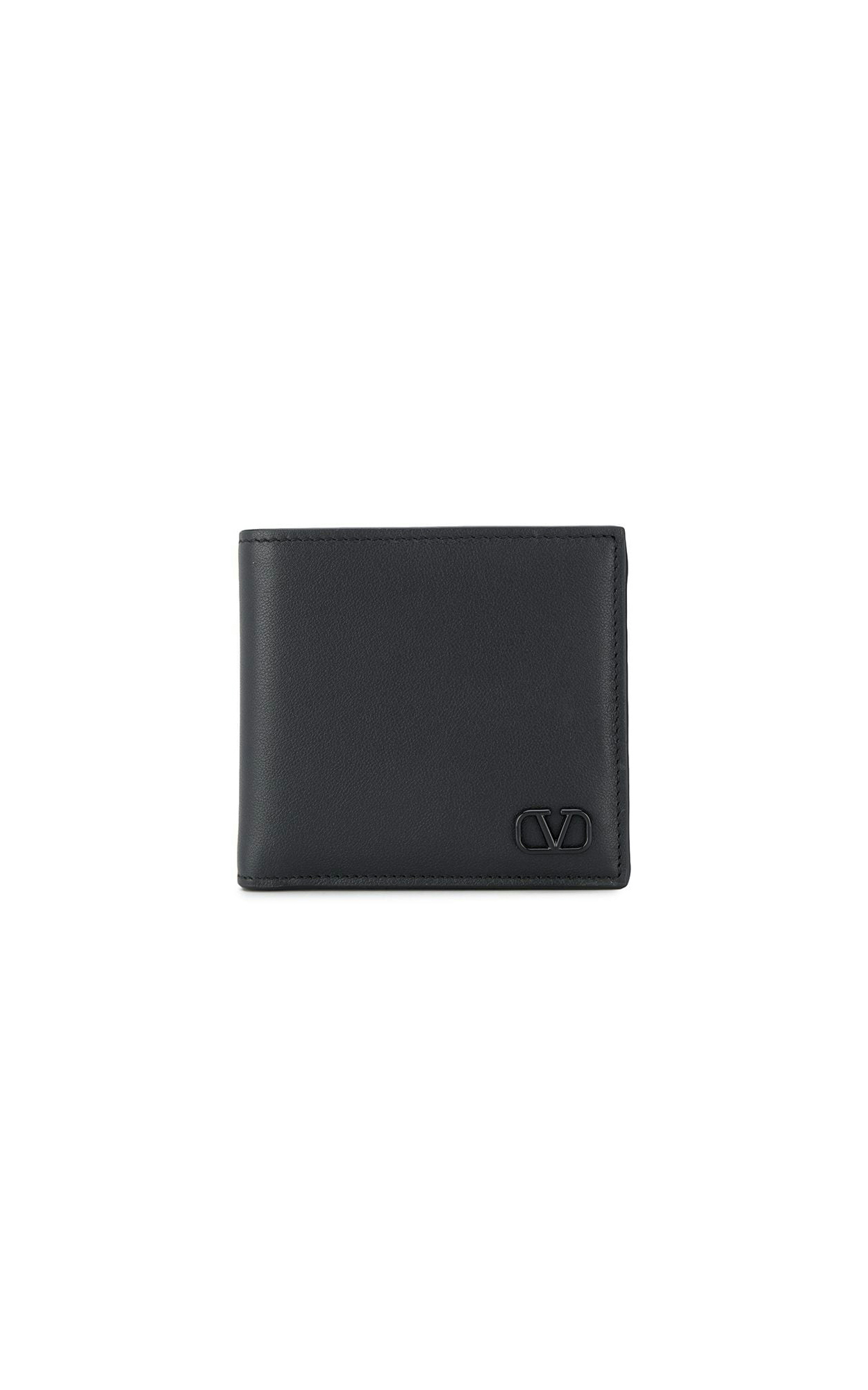 Valentino - Black bifold cardholder with v-logo plaque