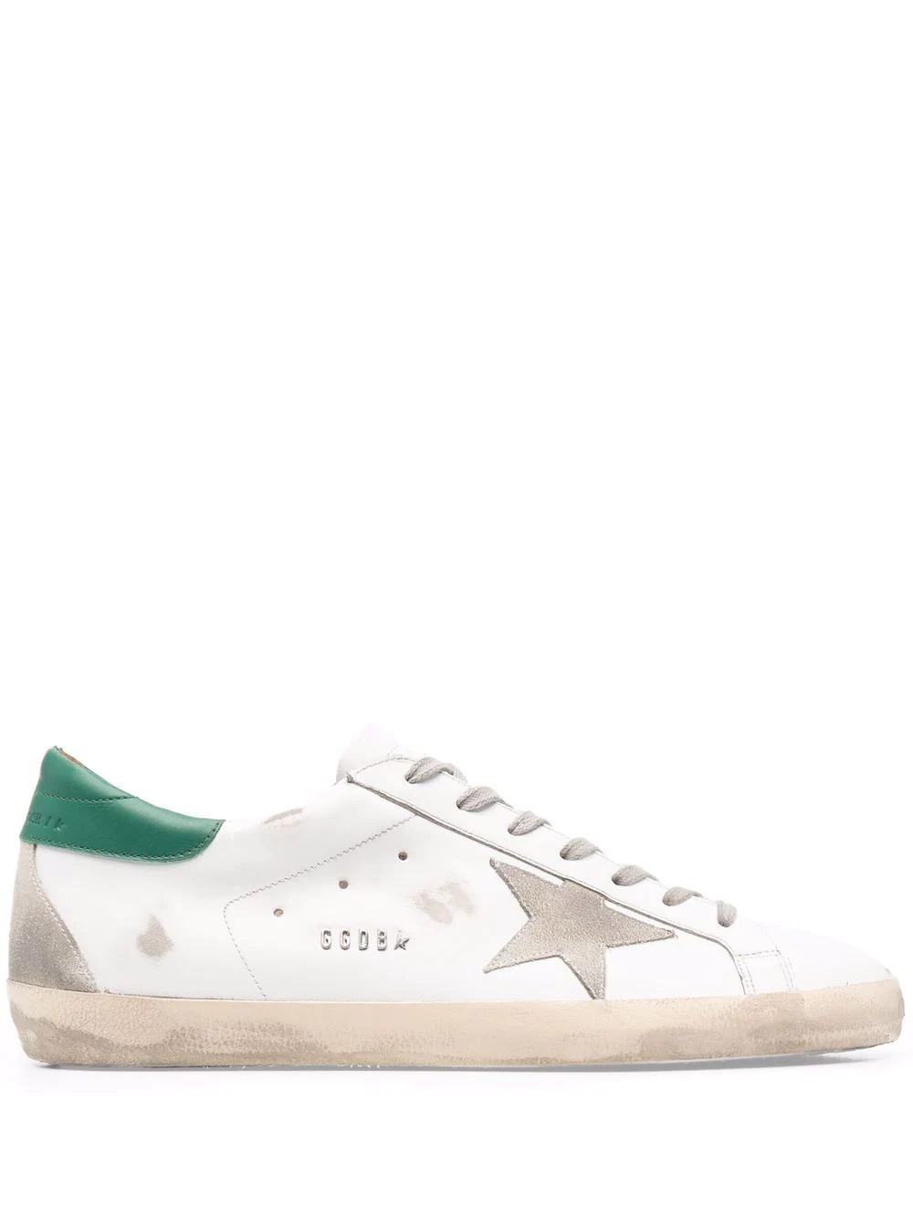 Weiße Superstar Sneaker mit grünem Heel 