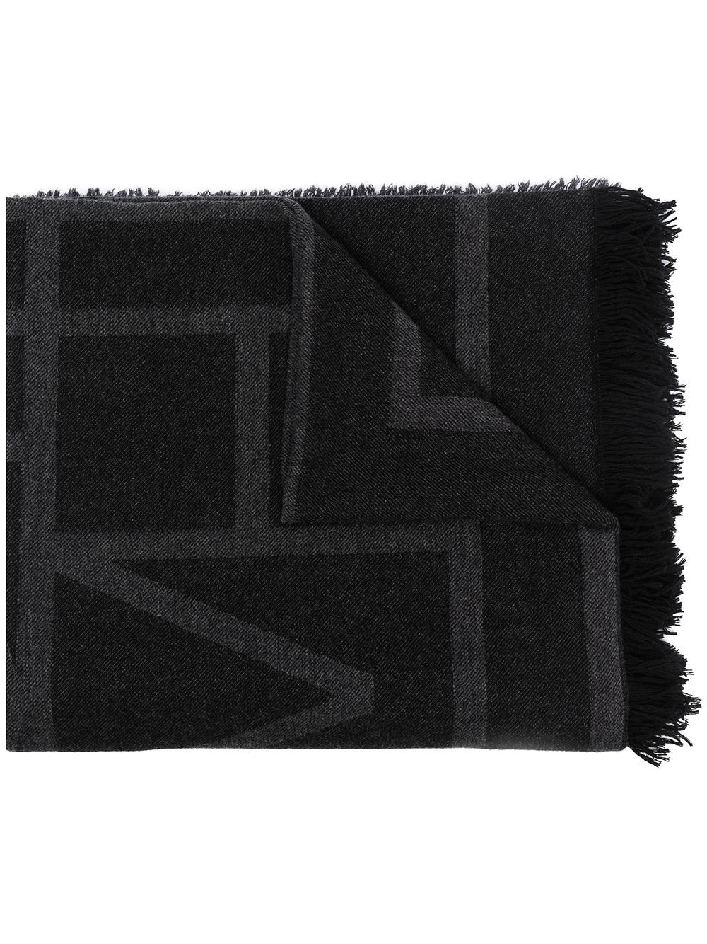 Feinstrick Schal mit Monogramm in Schwarz