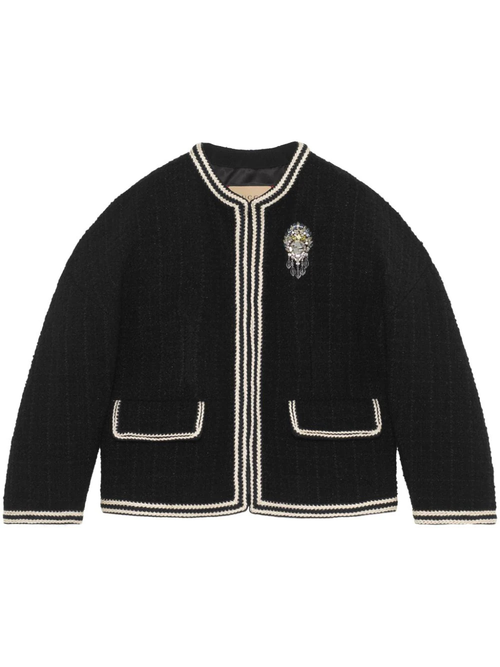 Tweed-Jacke mit Brosche