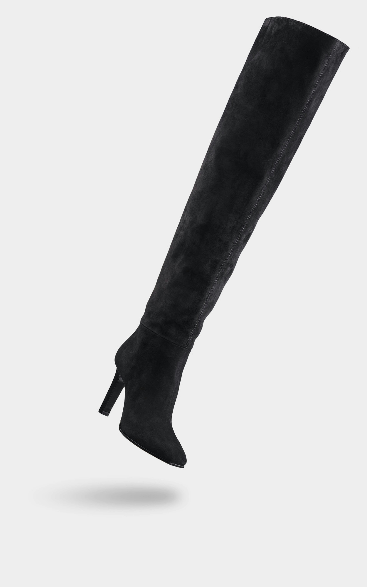 SAINT LAURENT - Schwarze Overknee-Stiefel aus Veloursleder