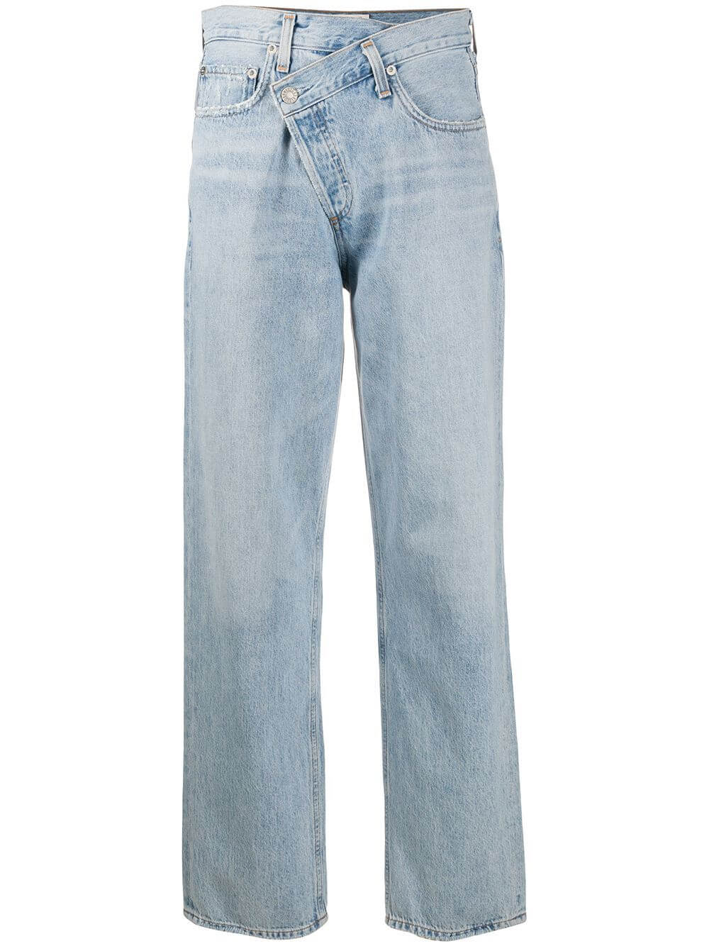  Straight-Jeans mit überkreuztem Bund