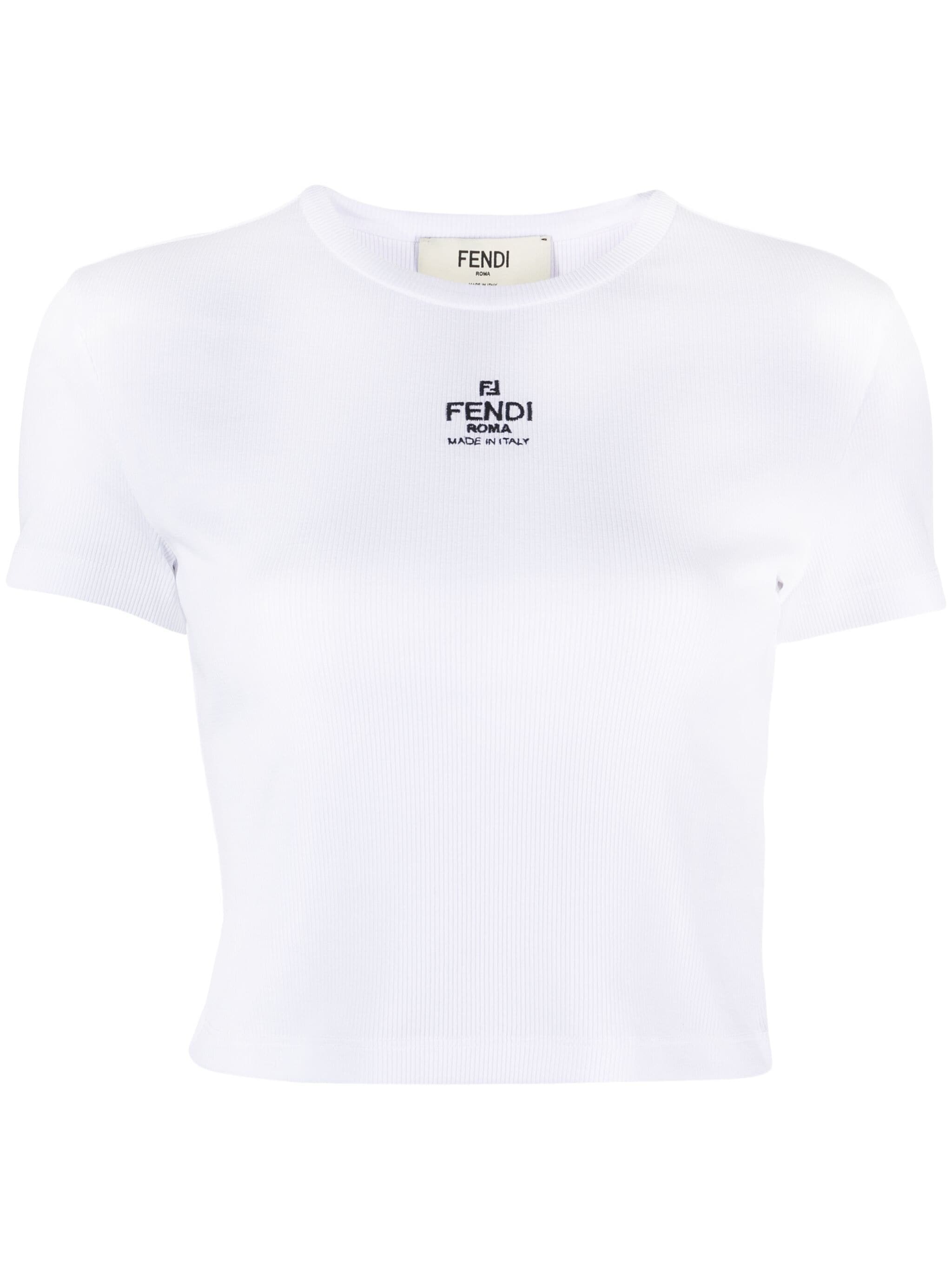 Cropped logo-embroidered top