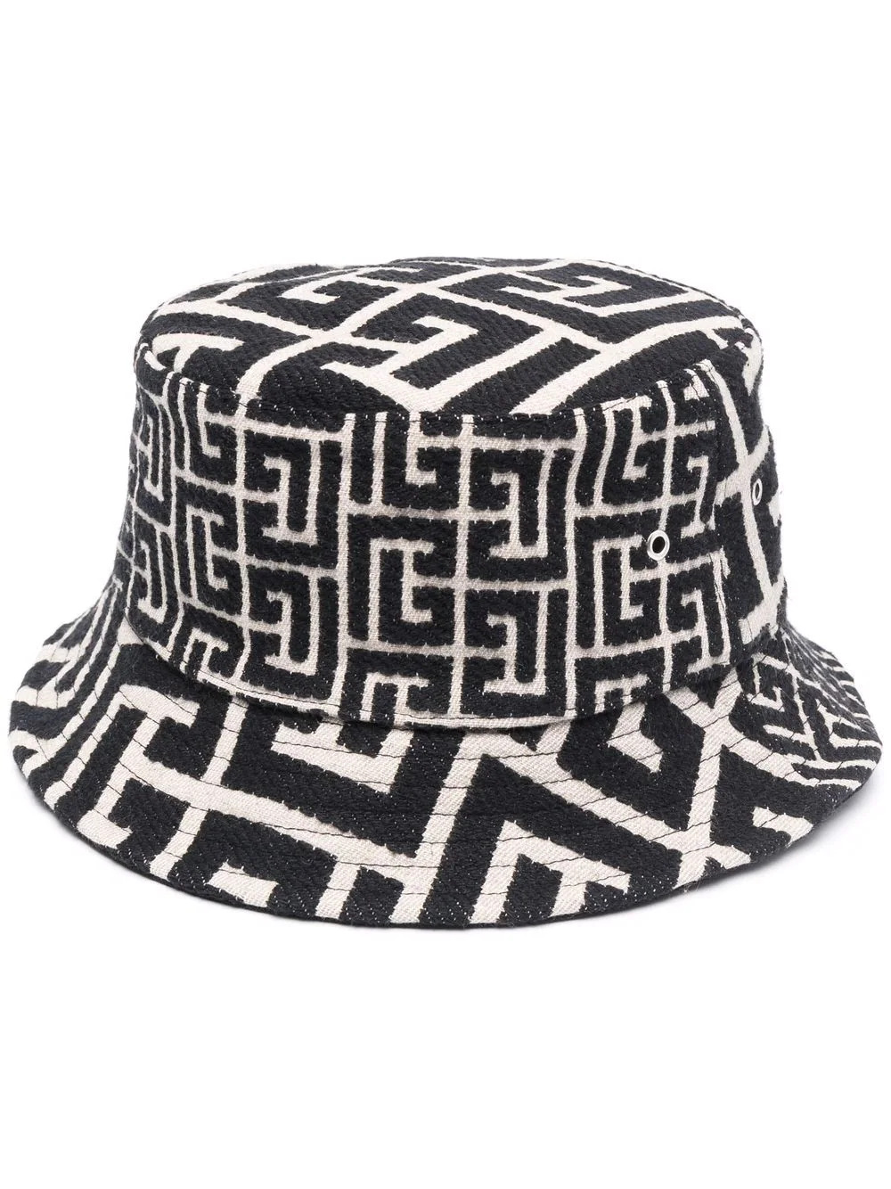 Jacquard Monogramm Bucket Hat in Schwarz-Weiß