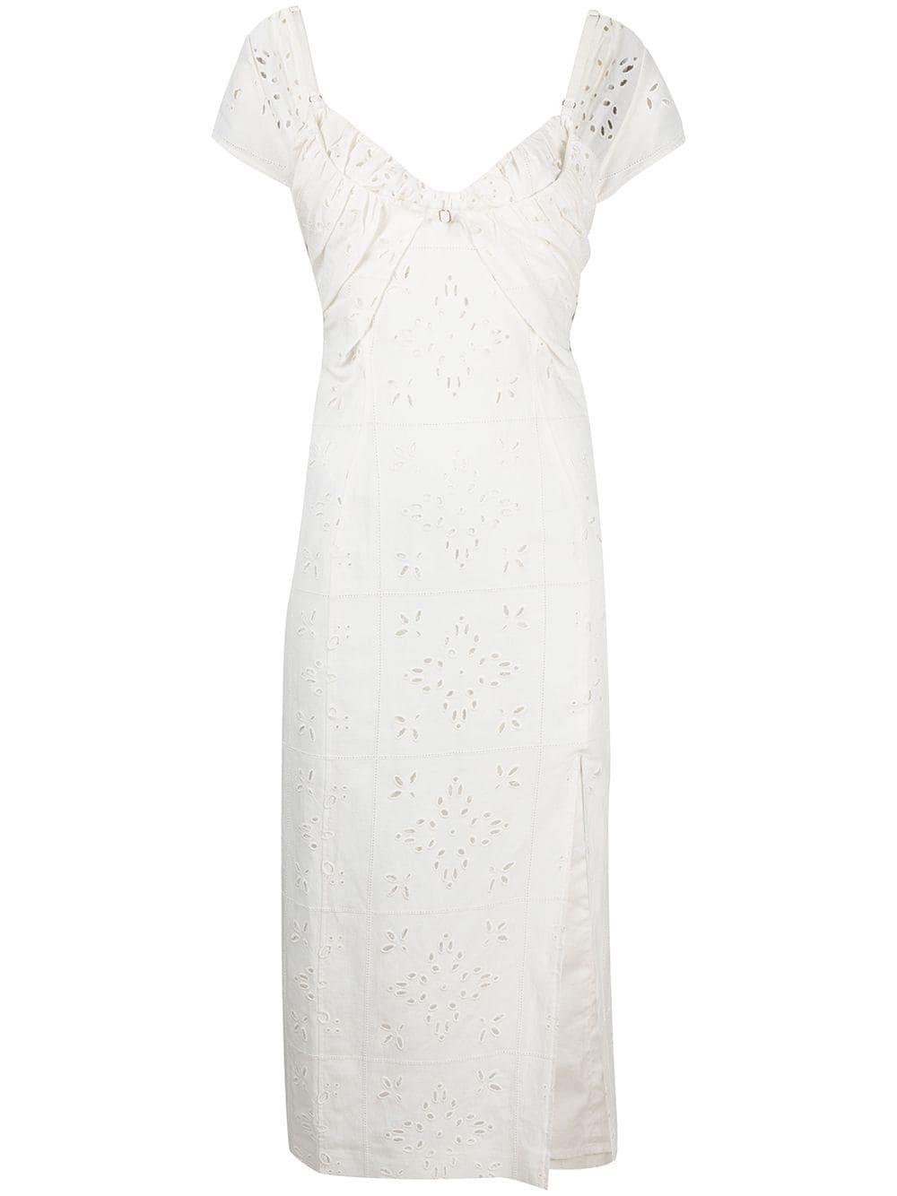 Kleid mit Lochstickereien in Weiß