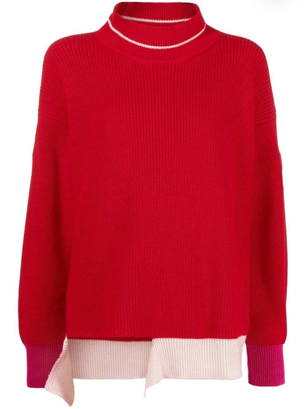 Colour-Block Pullover mit offenem Saum