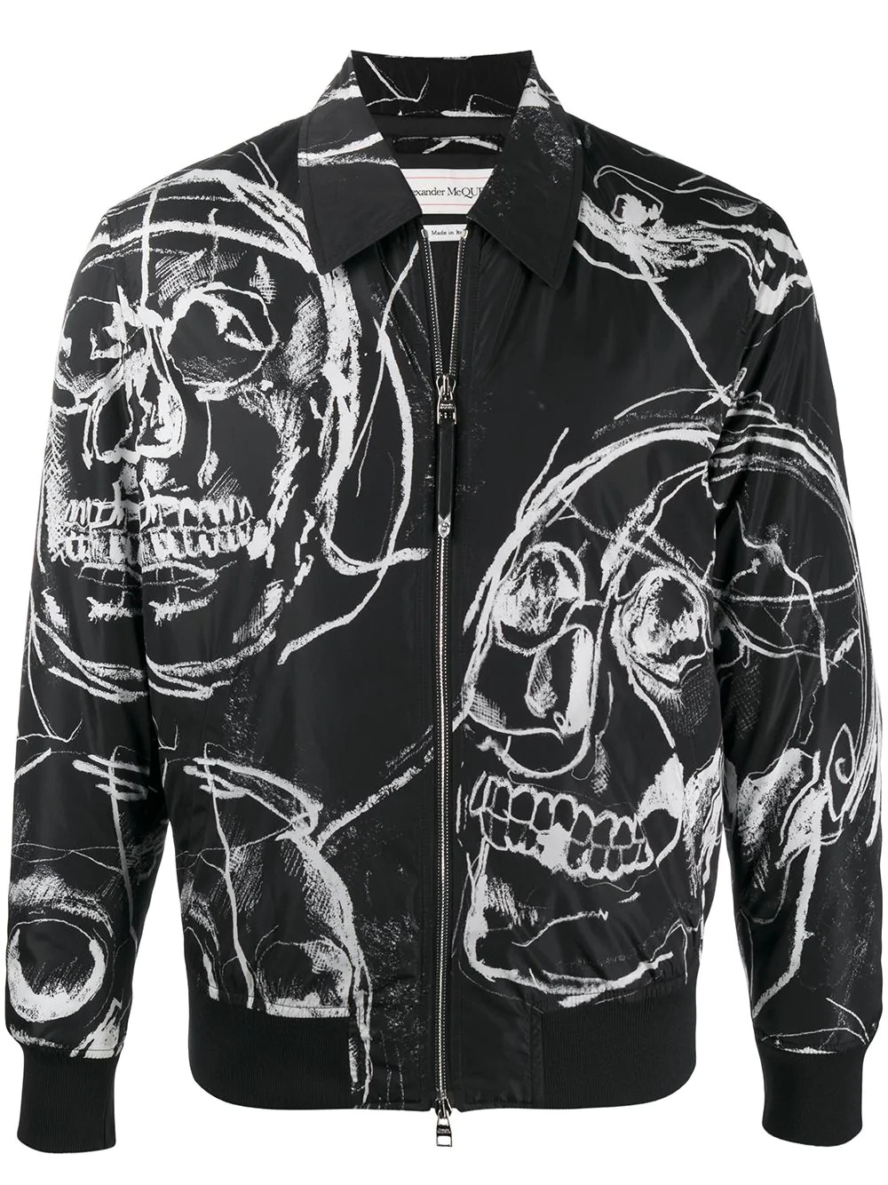 Hemdjacke mit Totenkopfdruck in Schwarz