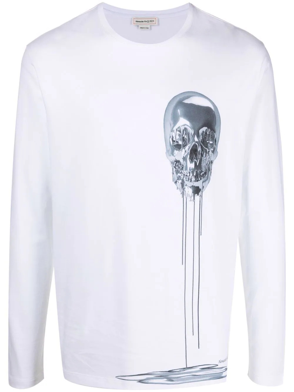 Langarm-Shirt mit Totenkopf in Weiß