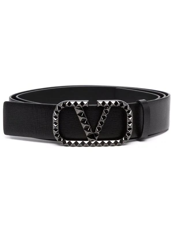 Belt with logo buckle in black