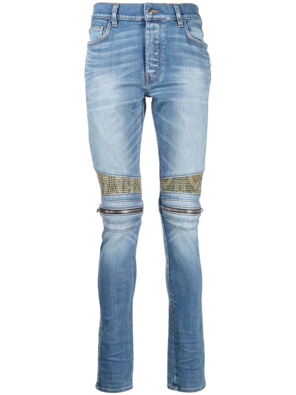 paisley-patch skinny jeans