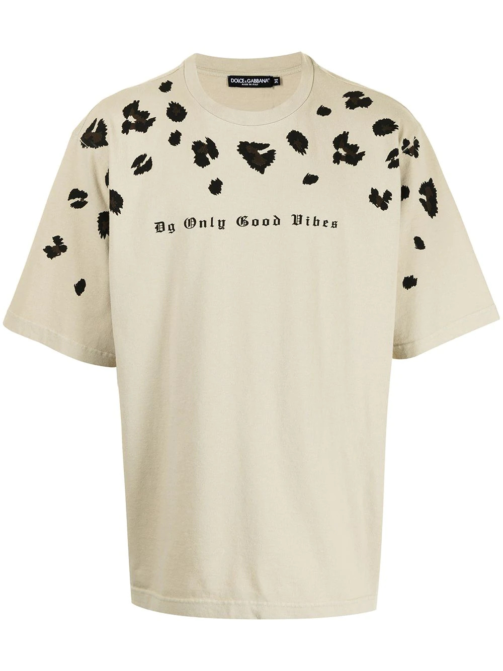 "Only Good Vibes" Baumwoll-T-Shirt in Beige