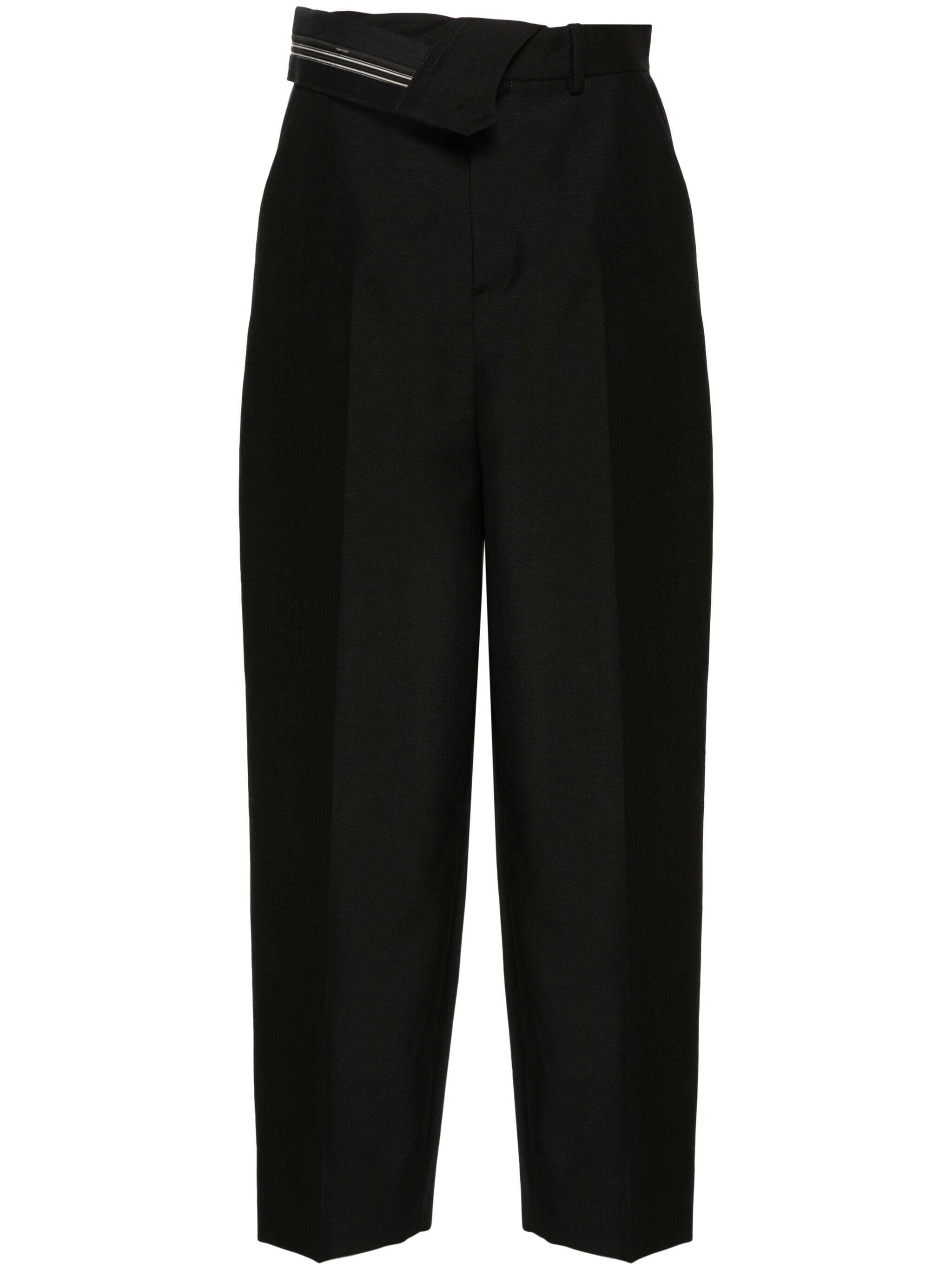 Carrot-fit trousers with asymmetric waist