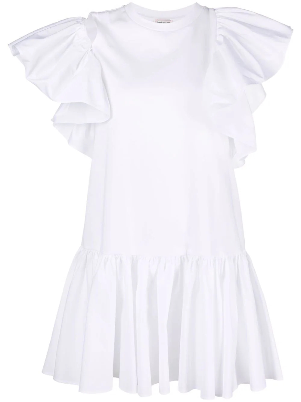 Weißes Kleid mit Raffung