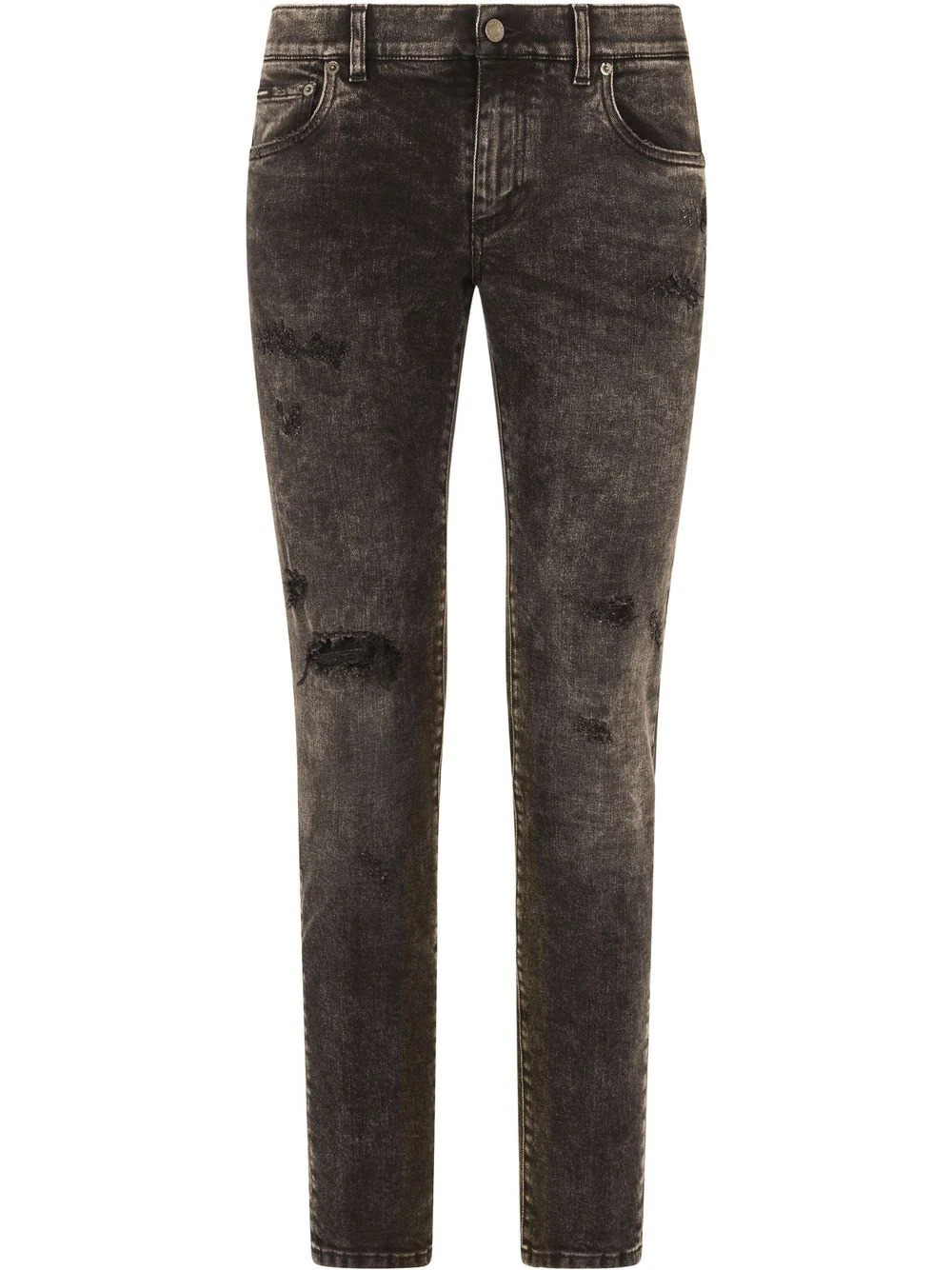 Distressed slim-cut jeans