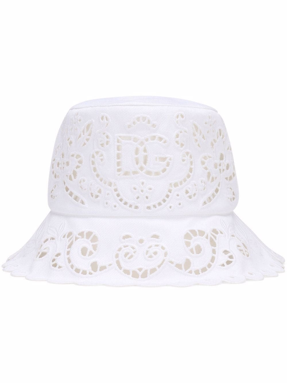 Bucket-Hut mit Lochmuster in Weiß